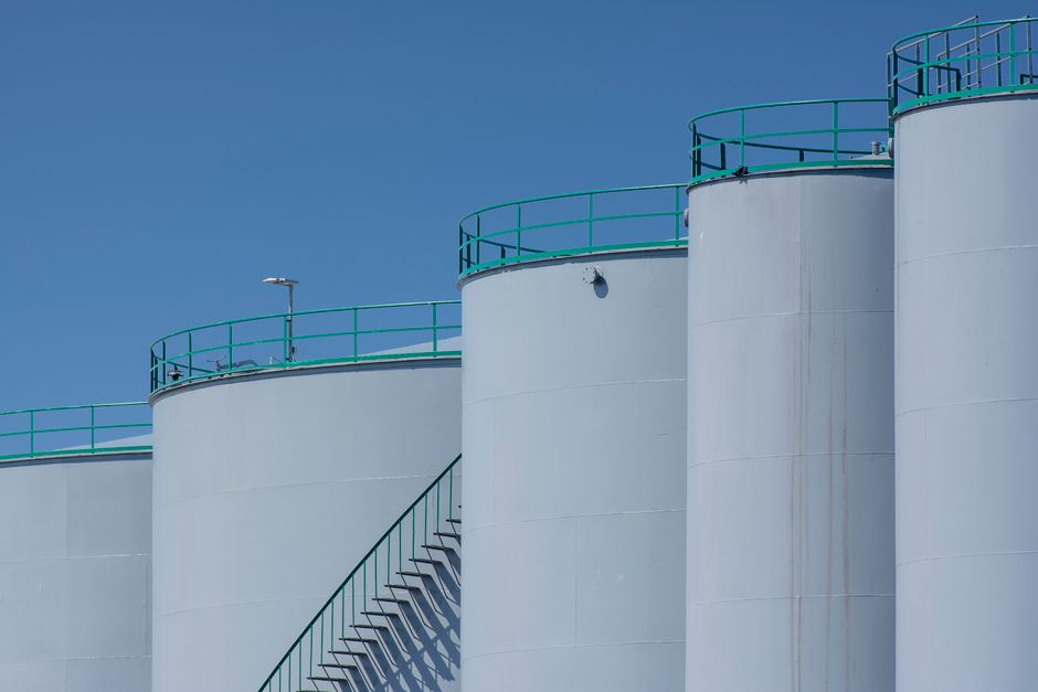 Industrial oil storage tanks