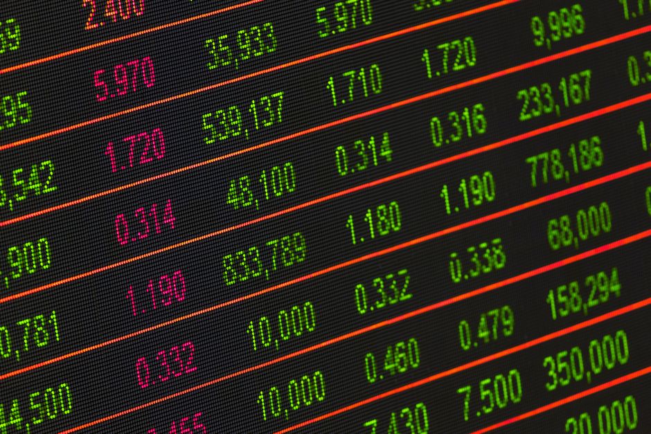 Stock market data screen