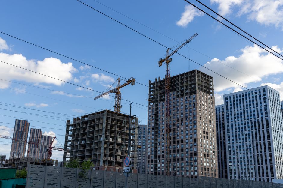 Construction cranes building new infrastructure