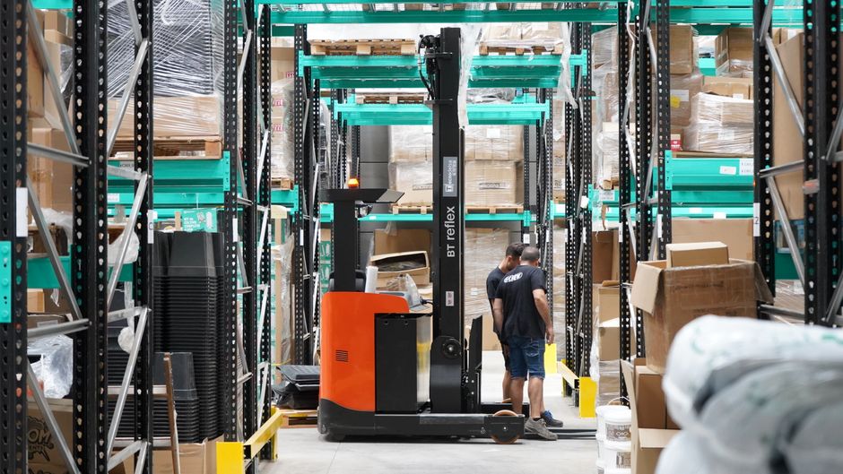 Warehouse logistics operation illustrating automation and physical AI