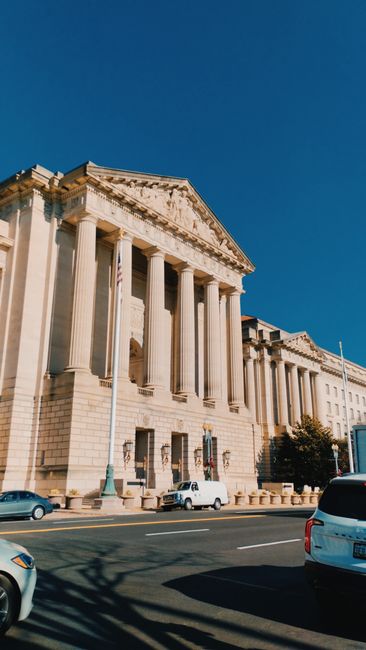 Neoclassical government building facade in Washington, DC