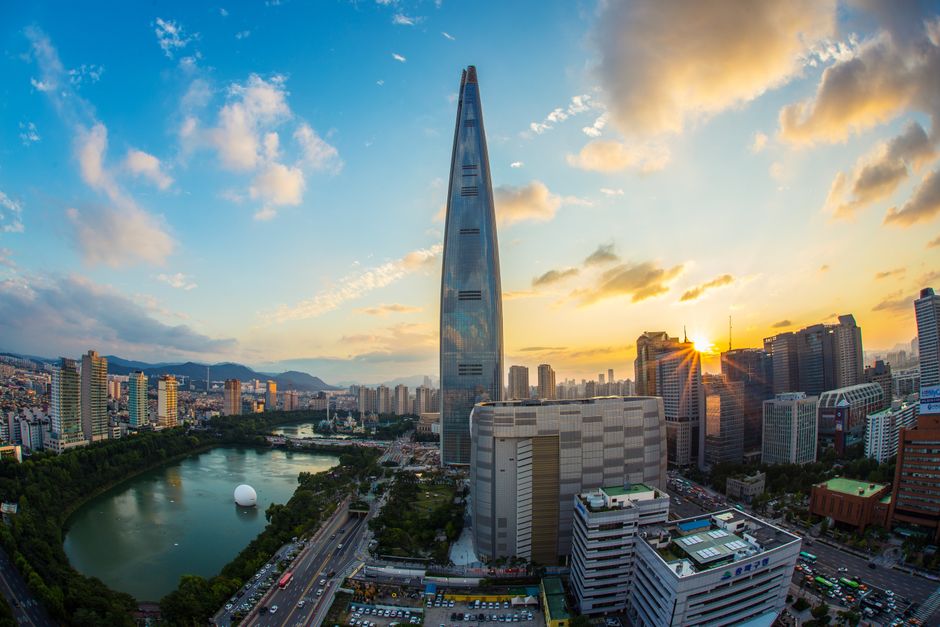 Seoul skyline at golden hour