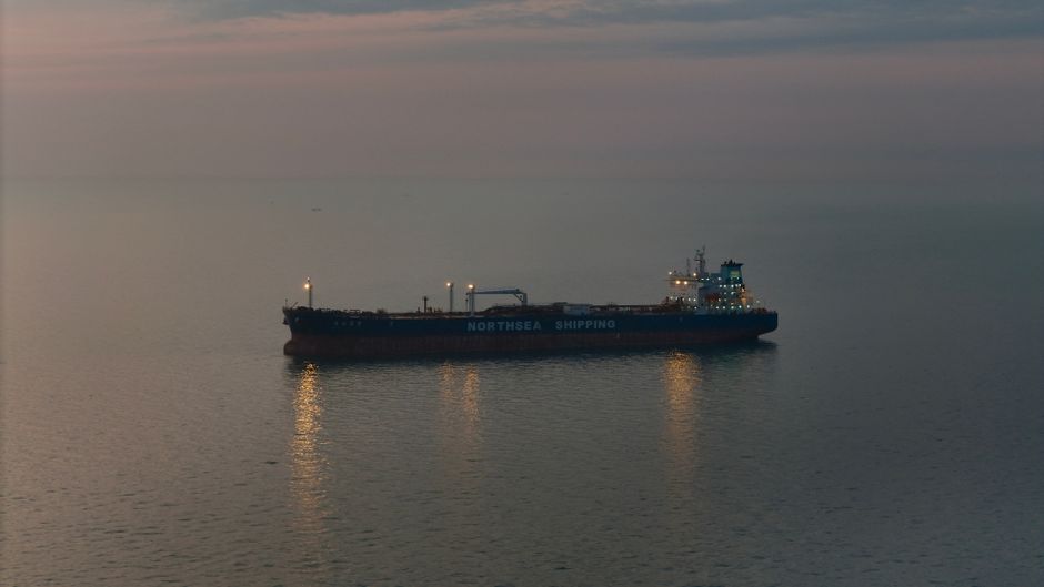 Oil tanker transiting open water as geopolitical tensions disrupt a major energy shipping route