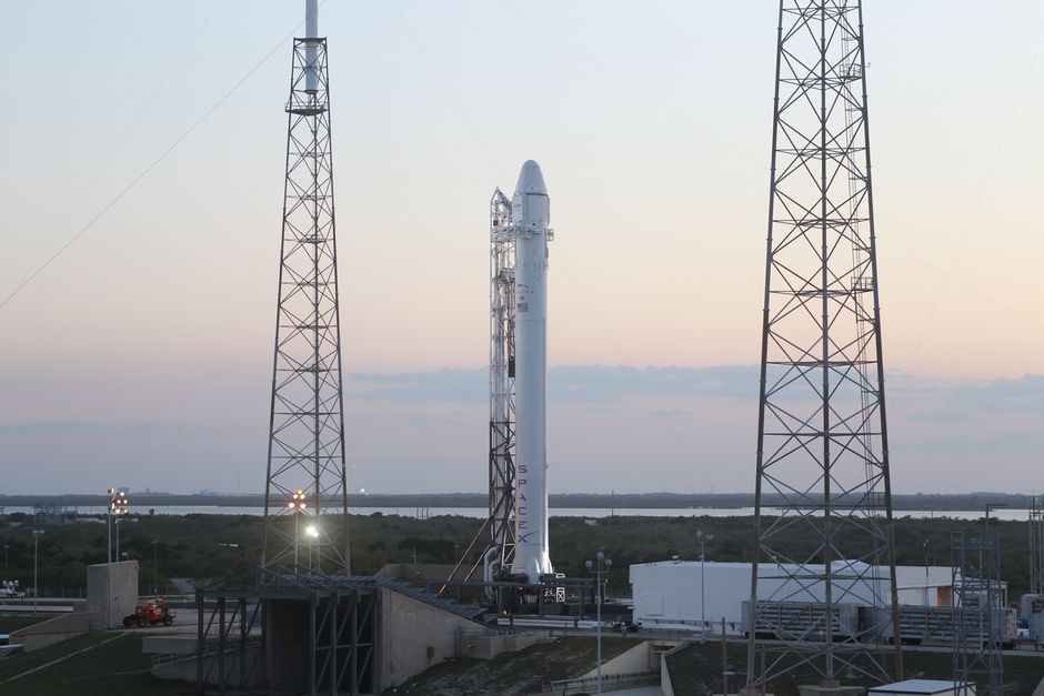 SpaceX rocket on launch tower ready for liftoff