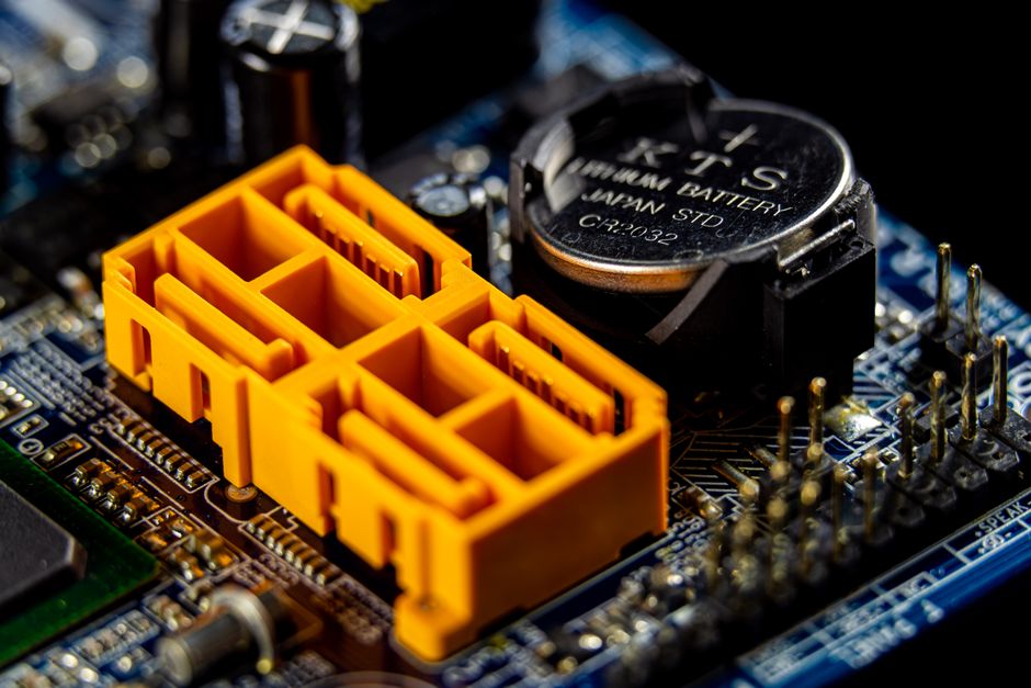 Close-up view of an electronic circuit board with visible components and connectors