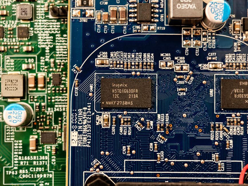 Close-up of computer circuit boards with electronic components